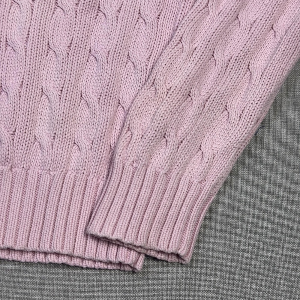 Ralph Lauren Cable-Knit Sweater Womens M Pink Cotton Pullover Embroidered Logo - Picture 7 of 10